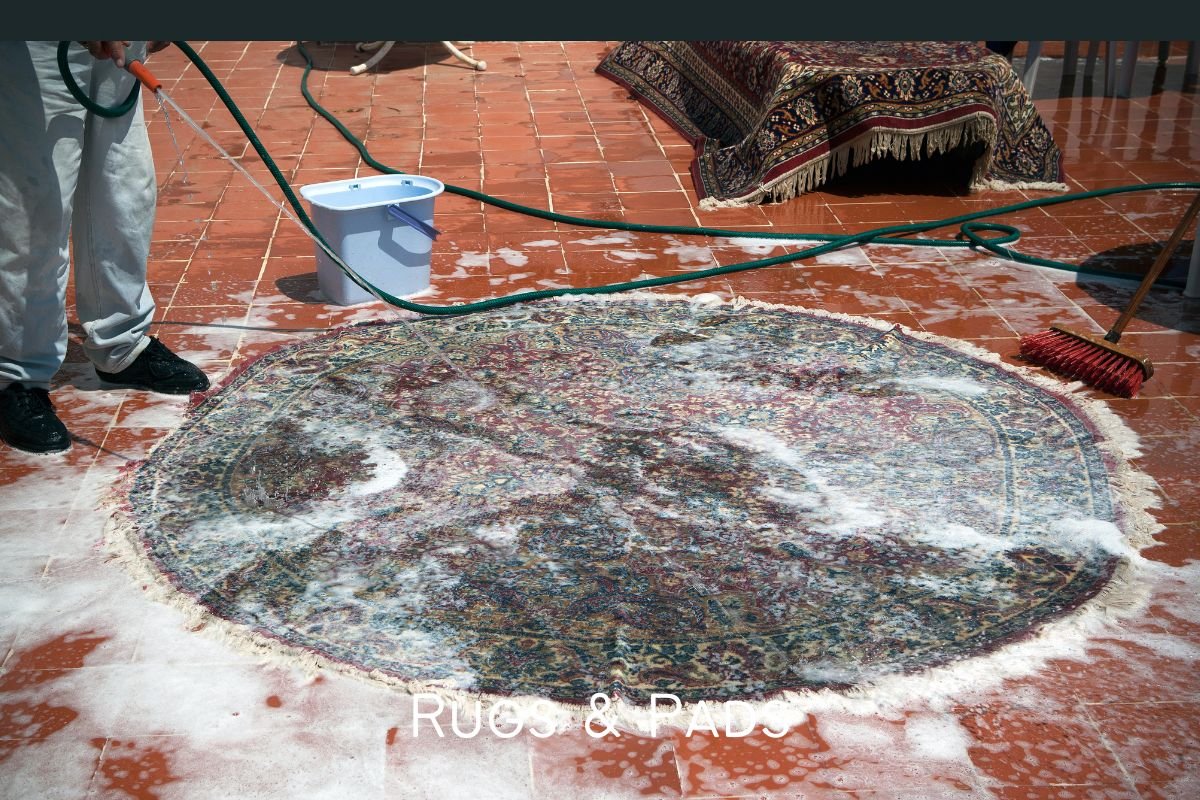 wash rugs with pressure washer