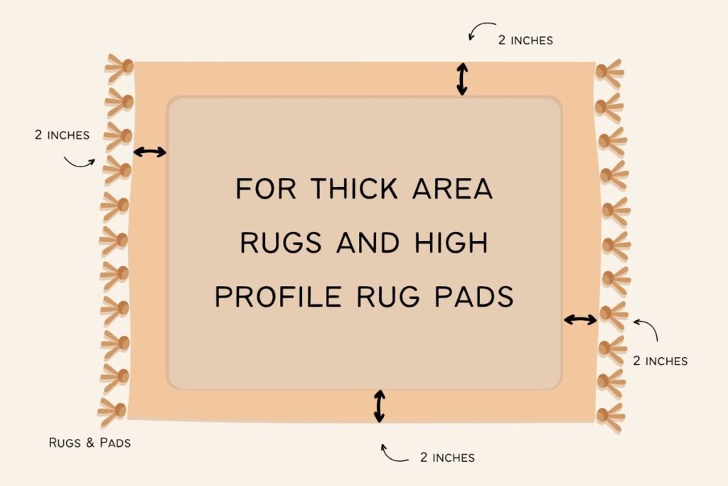thick area rugs rug pad sizing